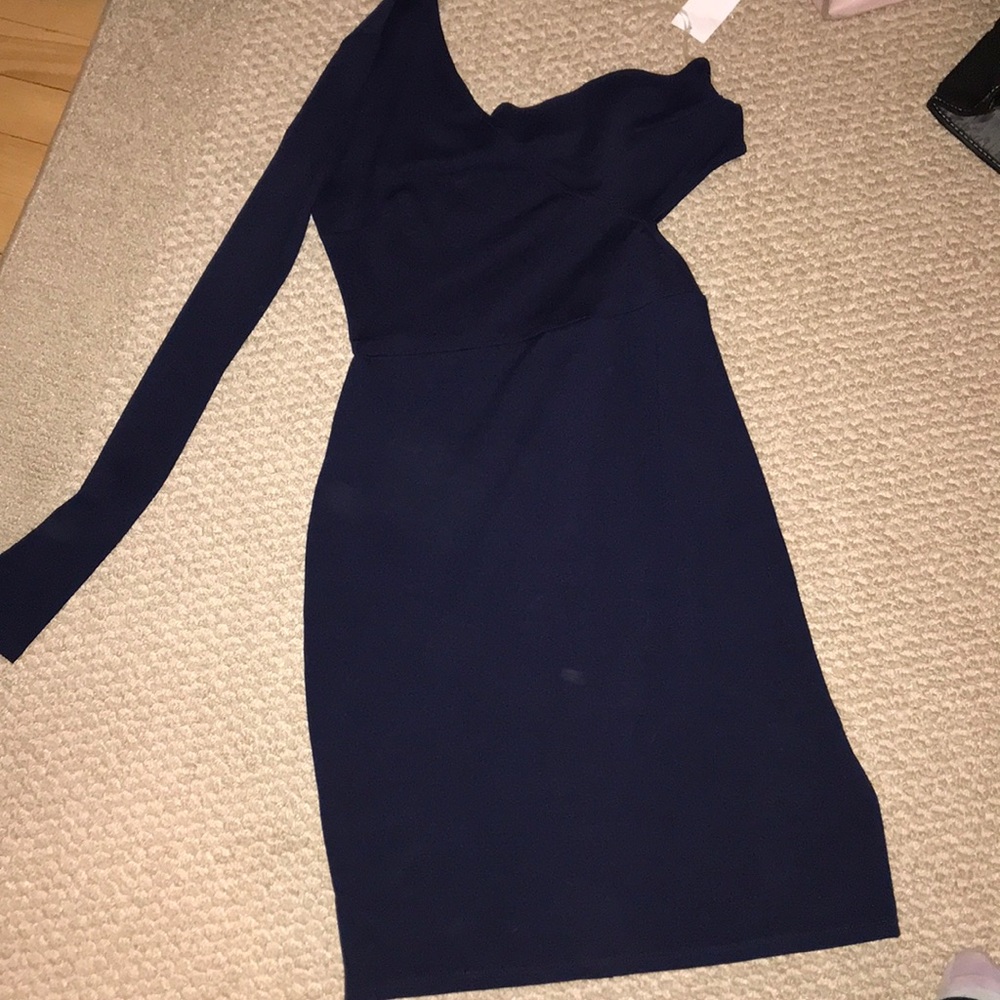 Dark blue one sleeve bodycon dress